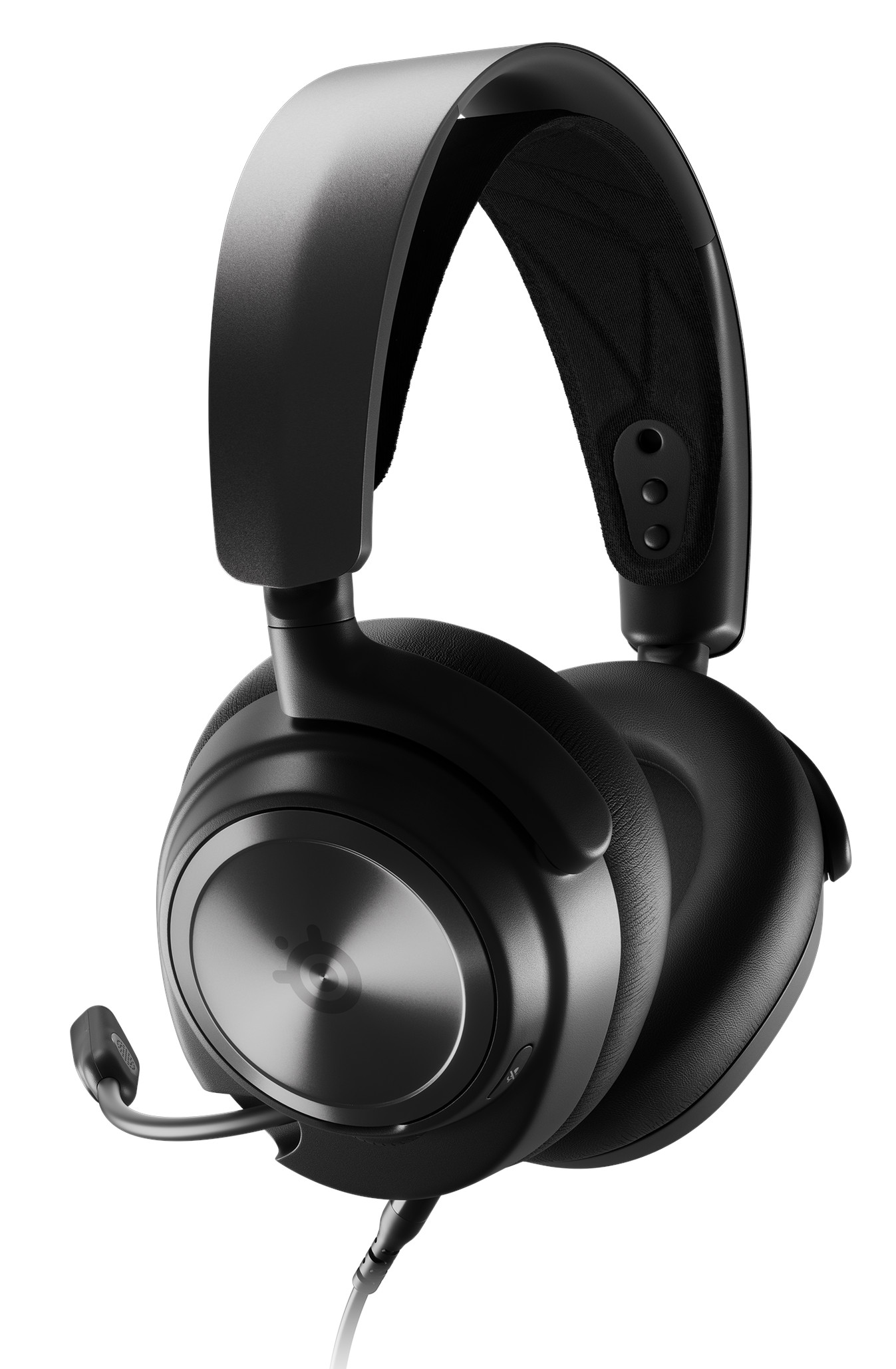 Czarne słuchawki dla graczy z mikrofonem i okrągłym kształtem nauszników.