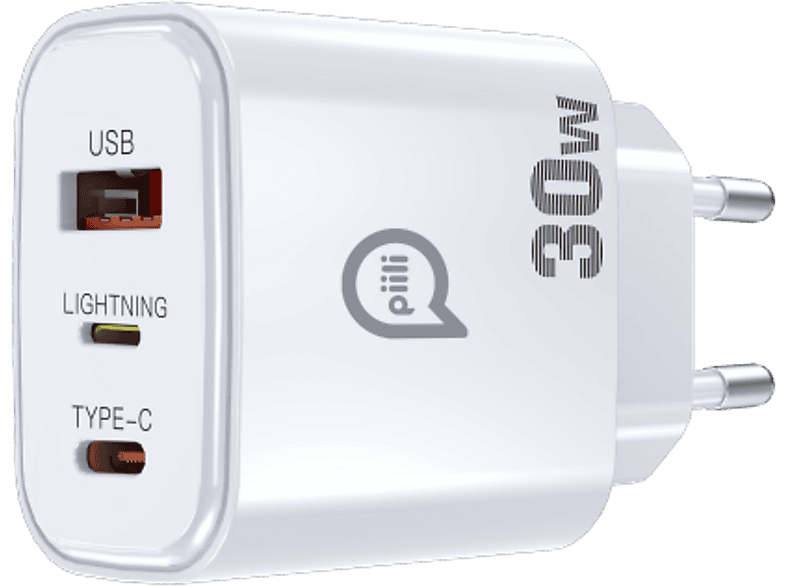 PIILI 30w Pd - Q3.0 Usb,Lightning, Type-C Şarj Adaptörü Beyaz