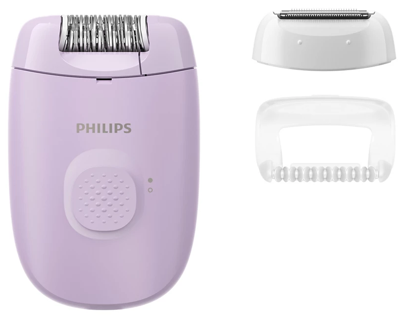 Philips epilátor, levendula színű, három tartozékkal.