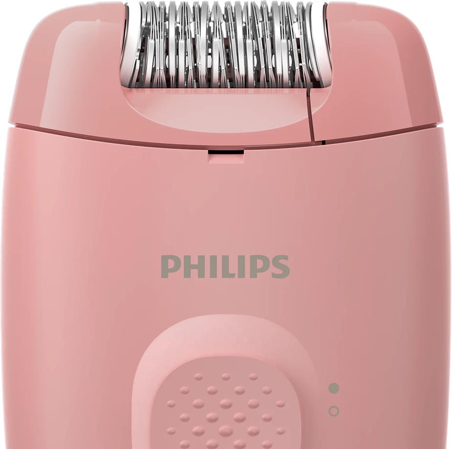 Egy rózsaszín Philips epilátor, látható márkanévvel.