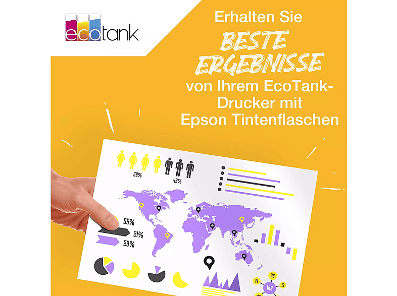 Thumbnail - EPSON EcoTank 113 4-er Pack Nachfülltinte Black, Yellow, Cyan, Magenta (C13T06B640)
