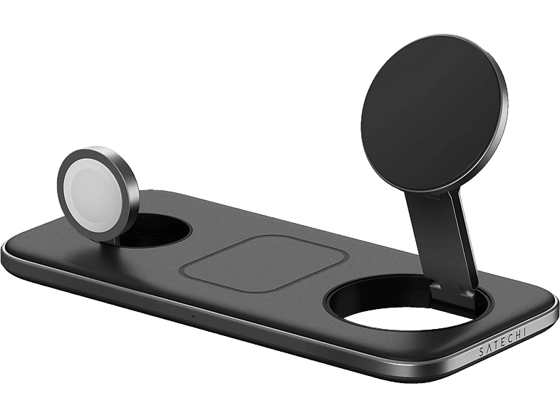 SATECHI Qi2 Trio 3-in-1 Ladestation Apple, Samsung, Google, LG, Motorola, Nothing, OnePlus, Sony, 12 V, 25W 25W, Space Gray