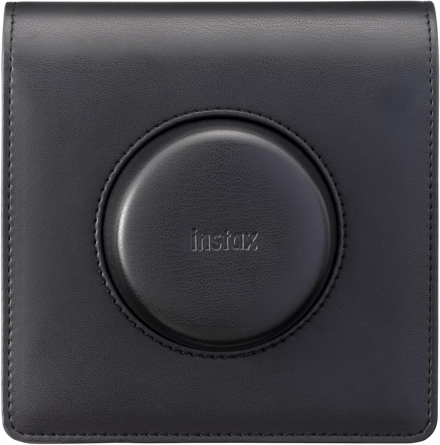 Funda de cámara negra con logotipo redondo de instax.