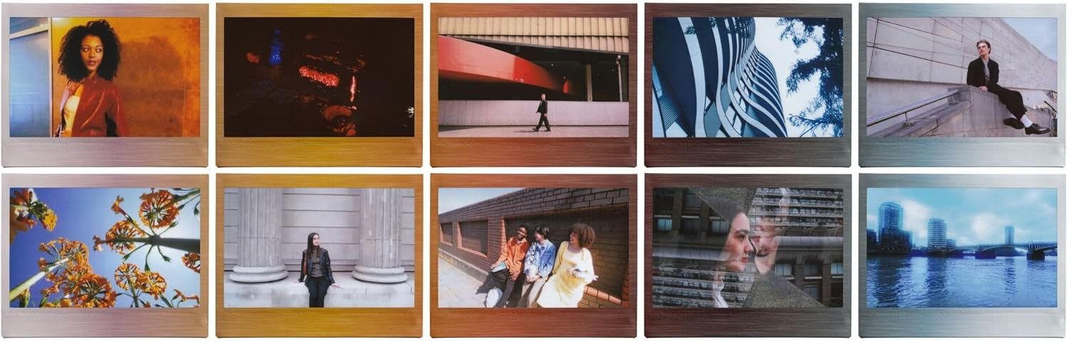 Una colección de diez fotografías enmarcadas que muestran diversas escenas.