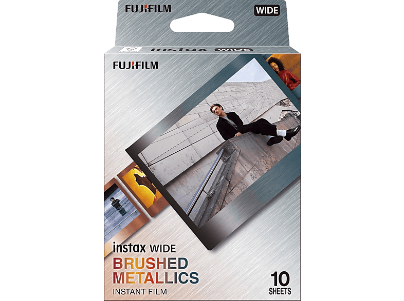 Película fotográfica - Fujifilm Instax Wide Brushed Metal, Pack de 10, Metal