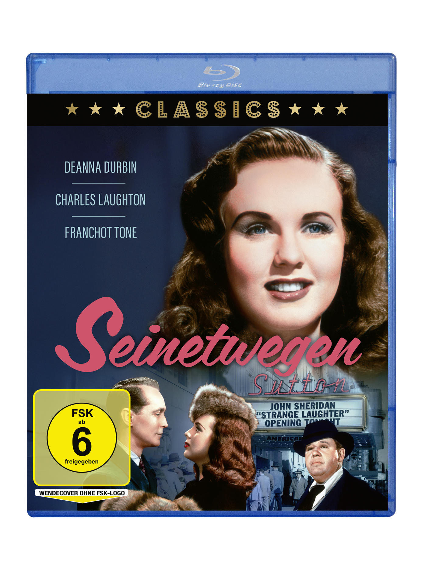 Blu-ray-Disc-Cover mit Filmtitel und Schauspielerporträts, farbenfrohes Design.