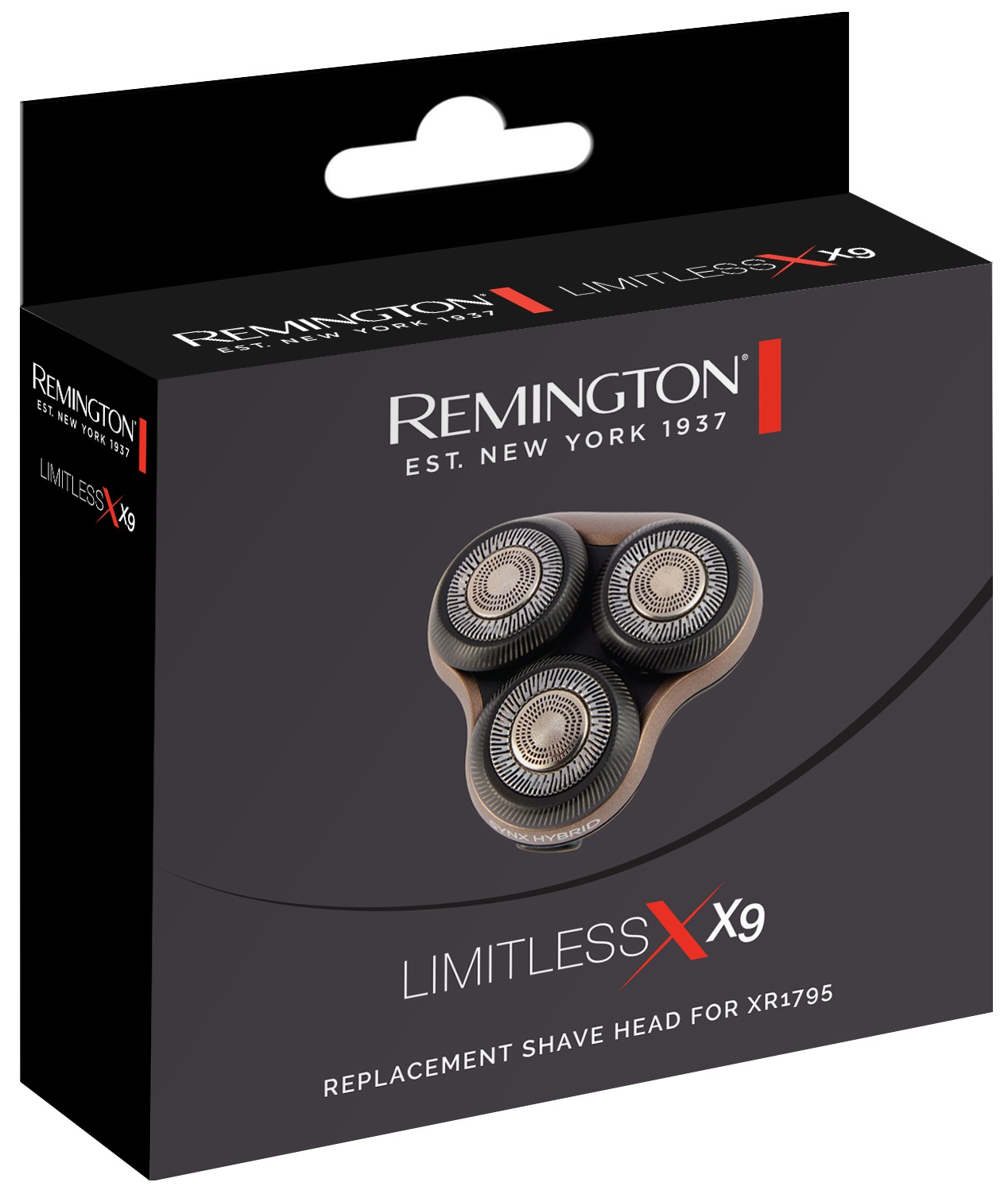 Pudełko produktu do głowicy golarki, z marką Remington i nazwą produktu.