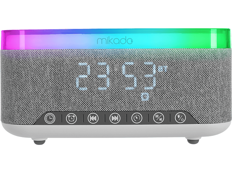 MIKADO MD-W8 1200mAh 10W Bluetooth-Usb-Kablosuz Şarj RGB-Gece Lambası Özellikli Alarmlı Bluetooth Hoparlör Beyaz