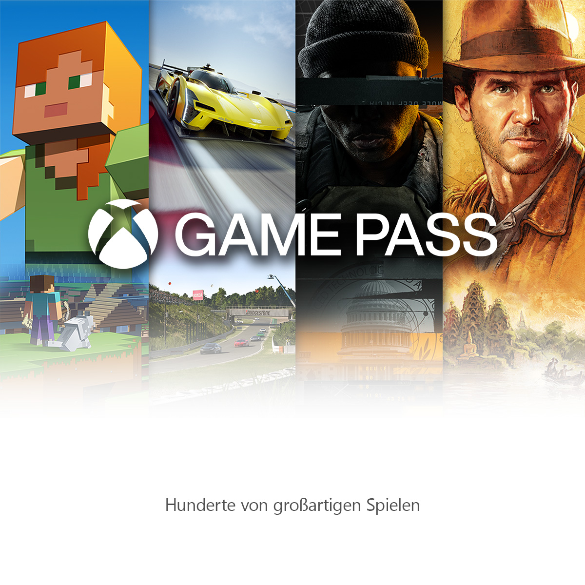 Eine Collage von Spiel-Screenshots mit den Worten 'Game Pass'.