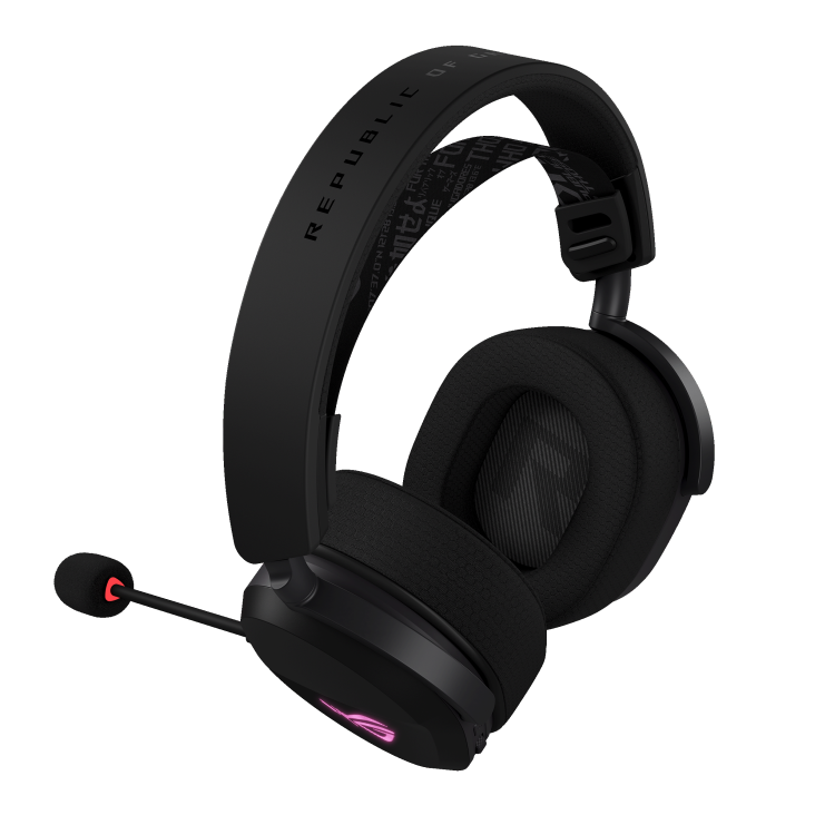 Egy fekete gamer headset mikrofonnal, fekete háttérrel.