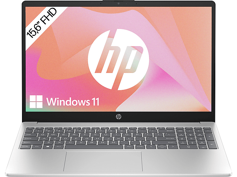 HP 15-fd0376ng, Laptop, mit 15,6 Zoll Display, Intel Core i7 1355U Prozessor, 16 GB RAM, 1 TB SSD, Intel Iris X, Silber, Windows 11 Home