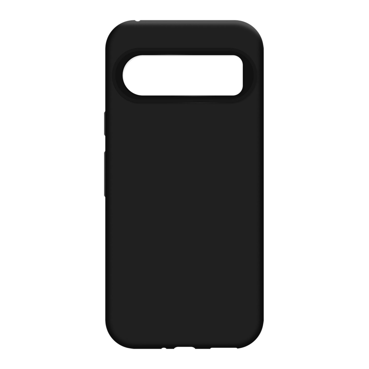 Coque de téléphone noire avec une ouverture rectangulaire pour la caméra.
