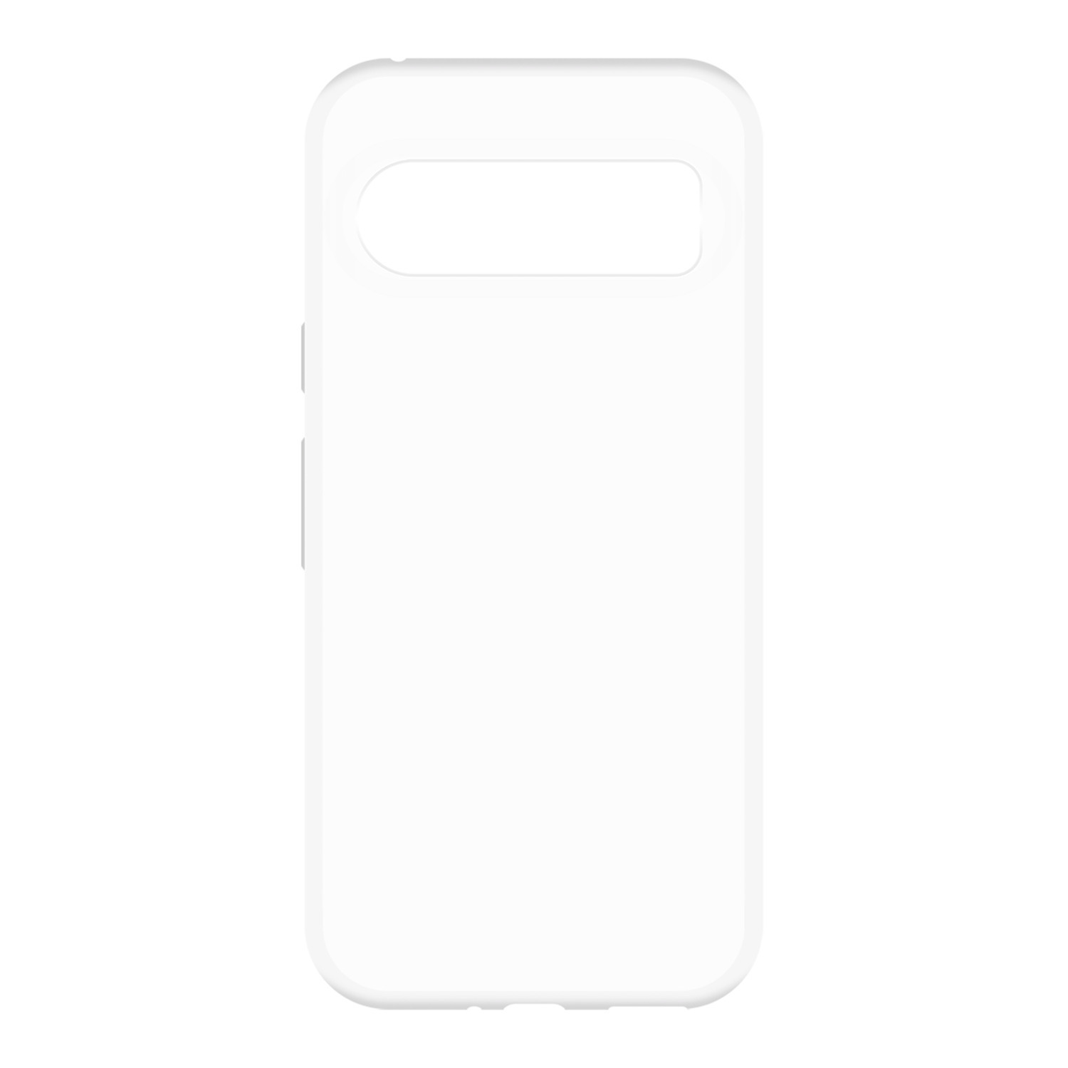 Une coque de téléphone blanche. La coque a une découpe pour la caméra et un design lisse et épuré.