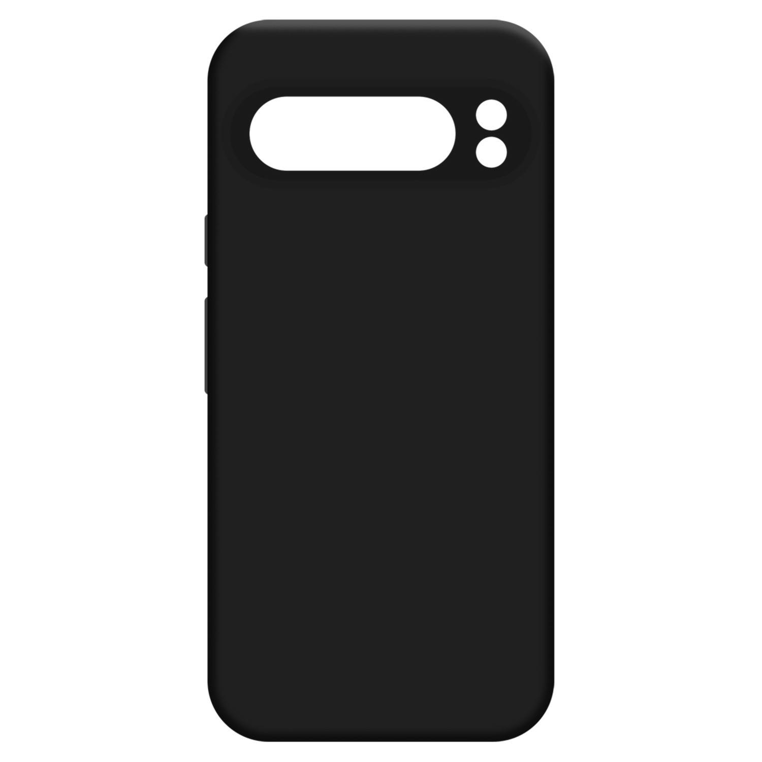 Coque de téléphone noire avec découpe caméra et deux petits cercles. La coque est sans motif.