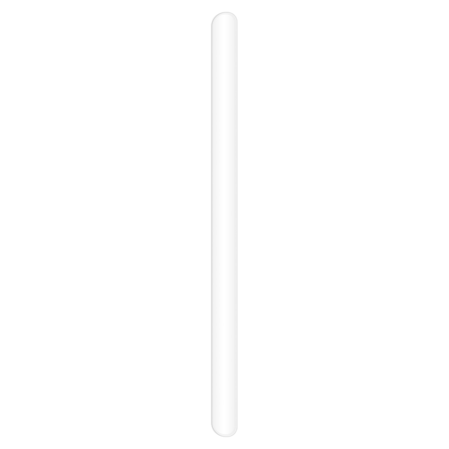 Un long et fin bâton en plastique transparent sur fond blanc.