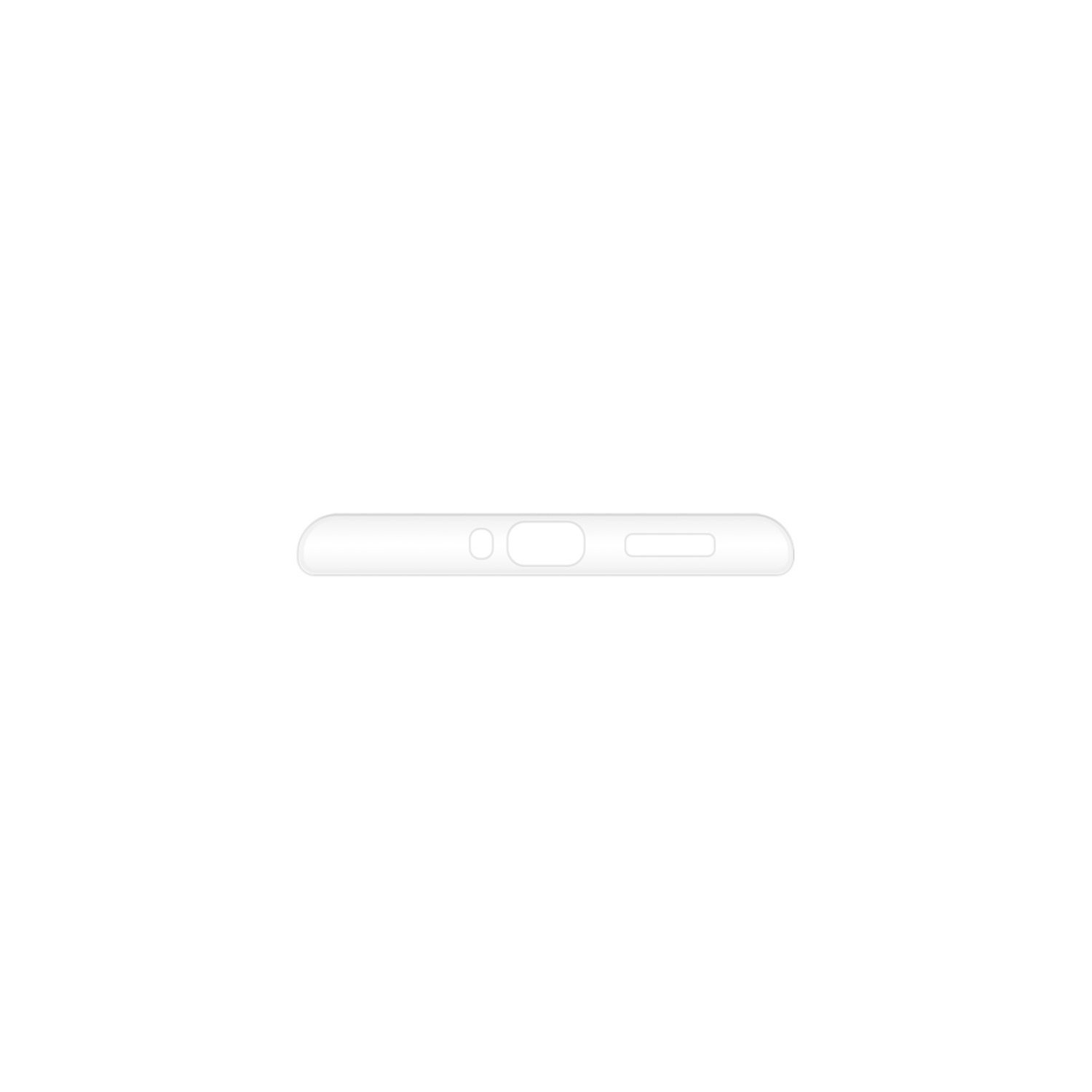 Vue latérale d'un objet en plastique blanc transparent.