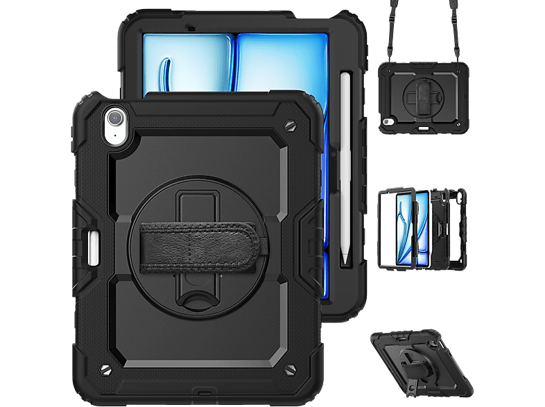 Just In Case Full Body Shockproof Hoes voor Apple iPad Air 11 (2025 / 2024) Zwart