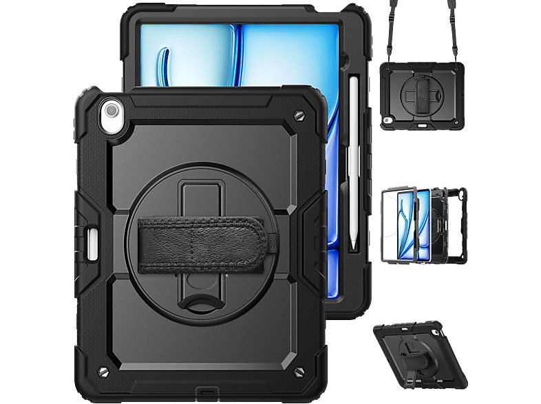 Just In Case Full Body Shockproof Hoes voor iPad Air 13 2024 / 2025 Zwart