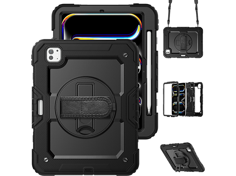 Just In Case Full Body Shockproof Hoes voor Apple iPad Pro 11 2025 / 2024 Zwart