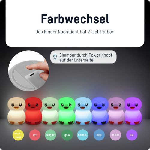 Pinguinförmige Nachtlichter in verschiedenen Farben werden angezeigt.