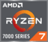 Logo AMD Ryzen 7 7000 SERIES en blanc et orange sur fond gris, avec une bordure carrée.