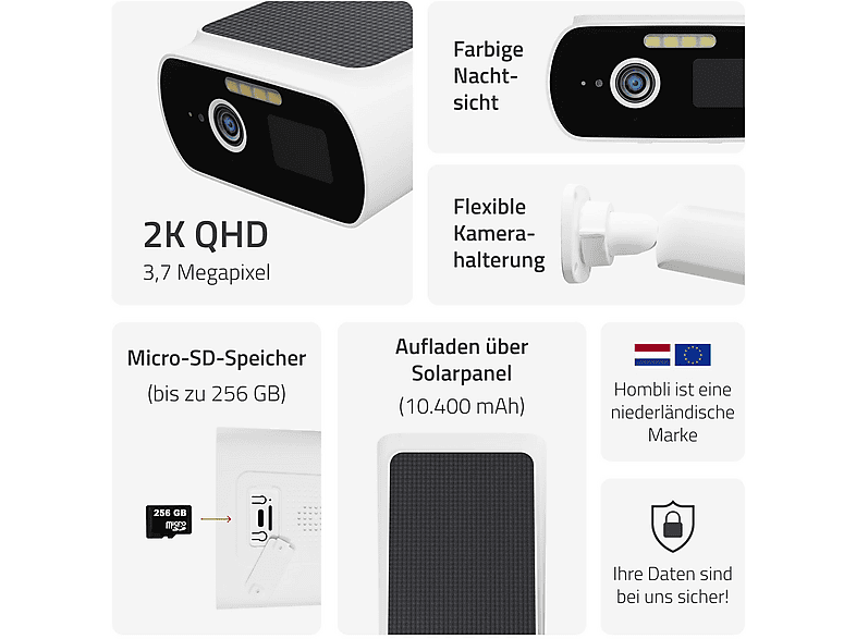 Thumbnail - HOMBLI smarte Solar-, Überwachungskamera