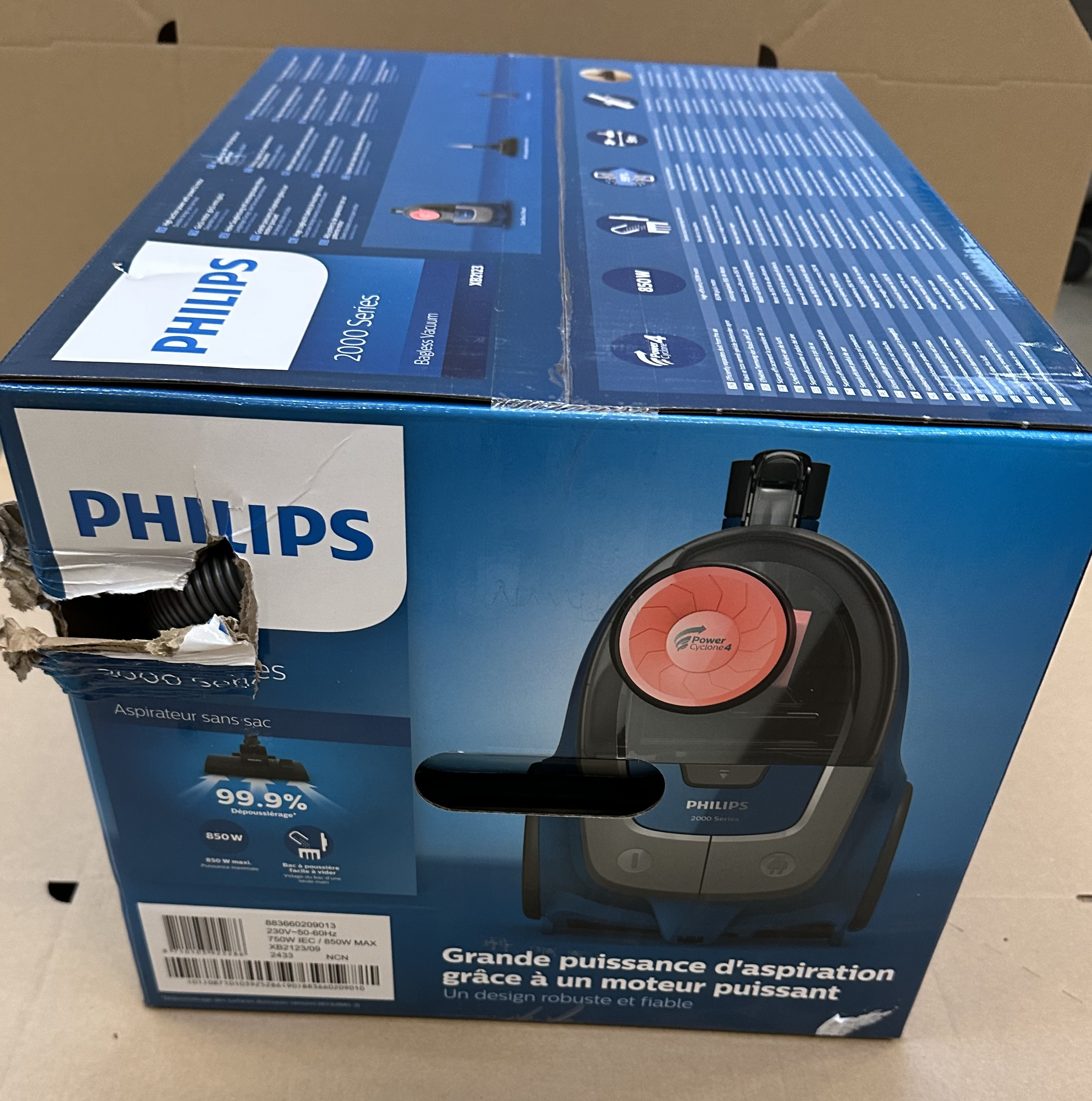 OUTLET - Odkurzacz bezworkowy PHILIPS XB2123/09R1 Seria 2000 Ciemnoniebiesko-brzoskwiniowy 850 W Ciemnoniebiesko-brzoskwiniowy