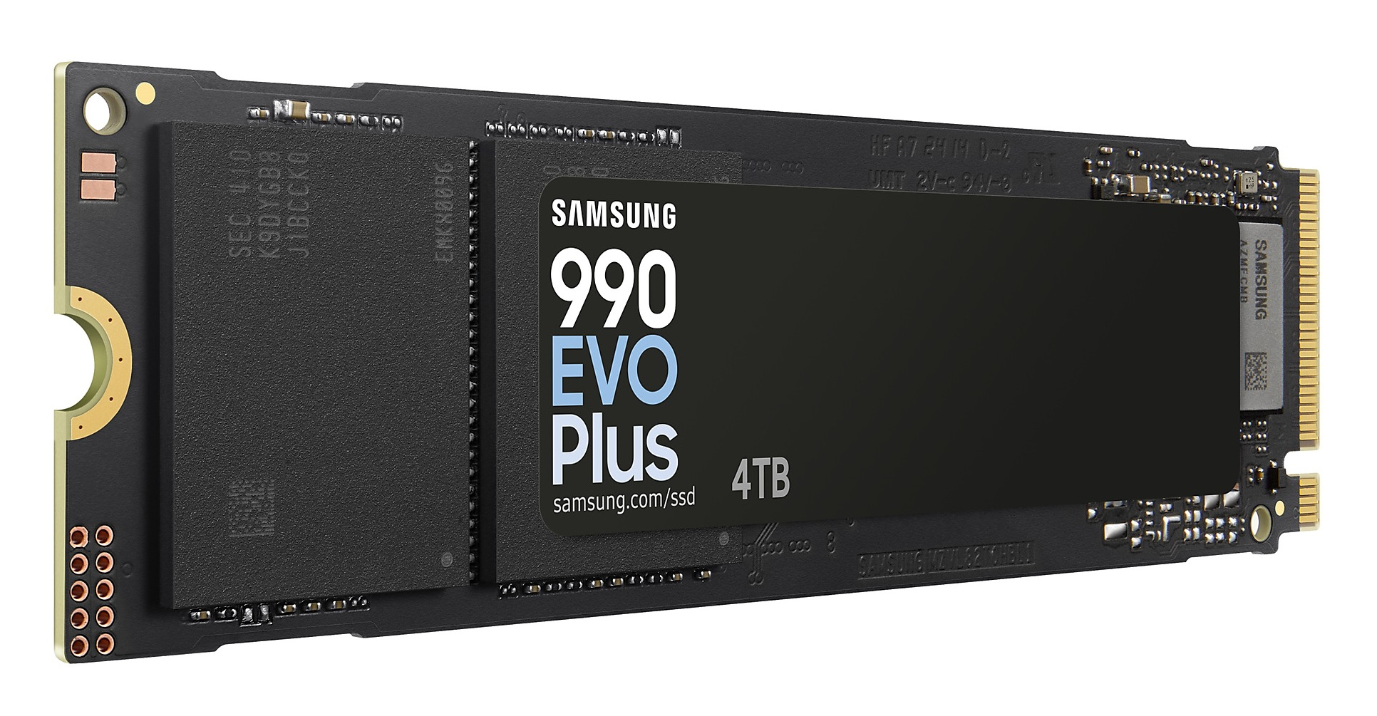 Czarny dysk SSD z logo Samsung i napisem '990 EVO Plus'.