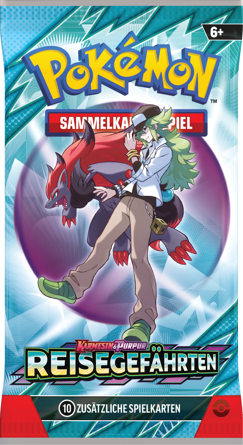 Pokemon-Sammelkartenpackung mit einer Figur auf der Vorderseite.
