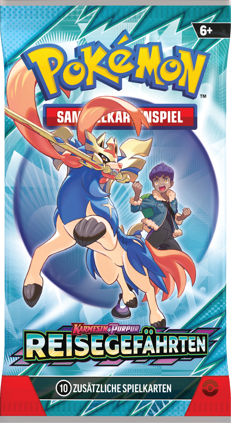 Pokemon-Kartenpackung mit blau-weißem Design.