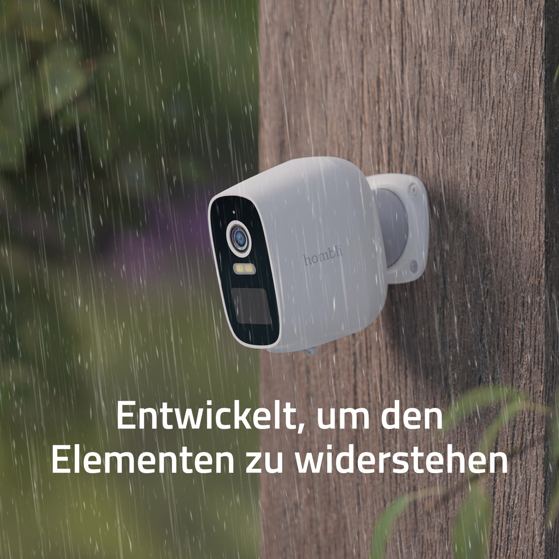 Eine futuristische Szene eines Roboters auf einem Fahrzeug, der eine Person und eine Kuh jagt.