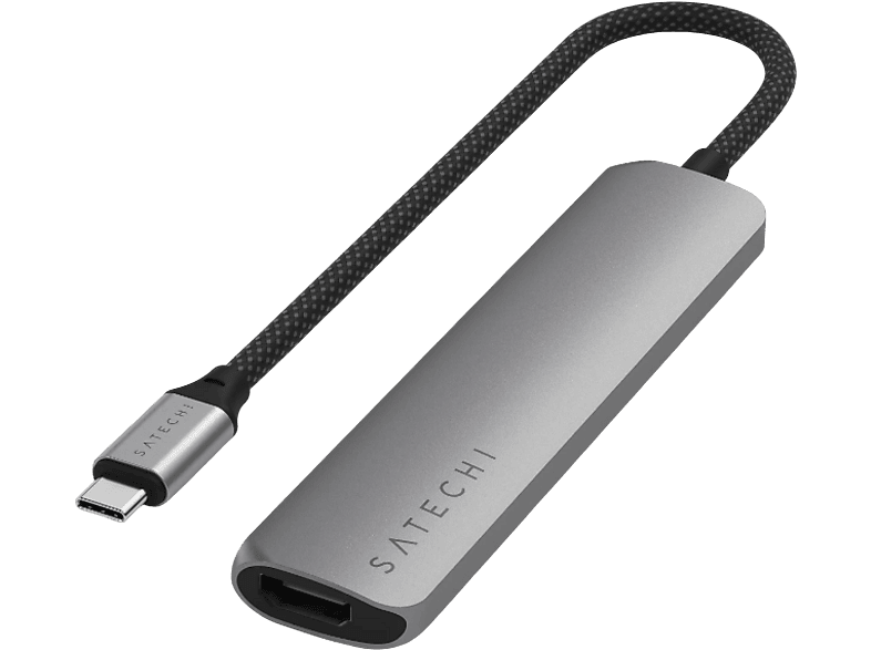 SATECHI 6-in-1 USB-C Slim Multiport Adapter, Grau; USB-C Multiport Adapter