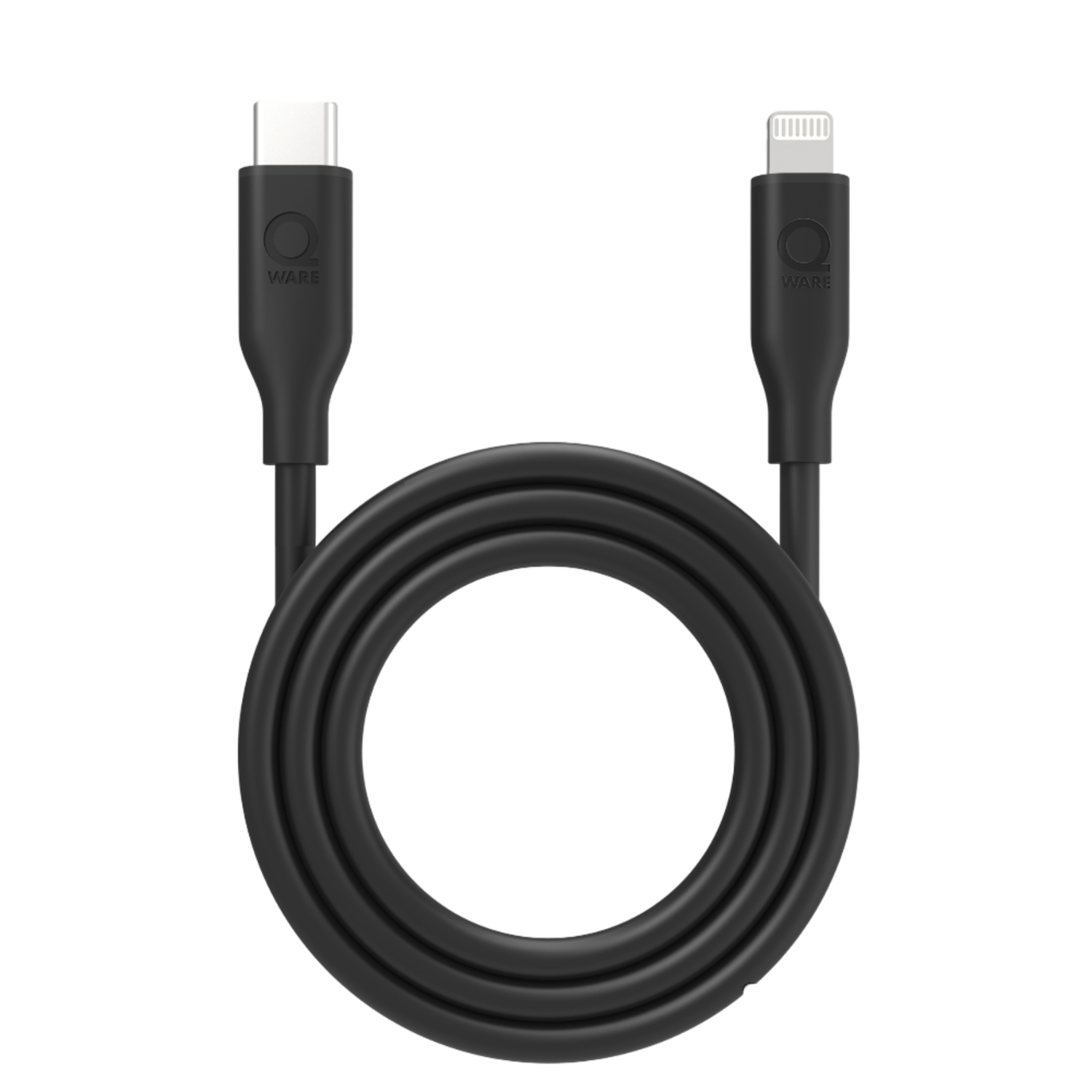 QWARE USB-C Kabel naar 8-pins QW SND-CB45BL Lightning-kabel 1 m Zwart afbeelding
