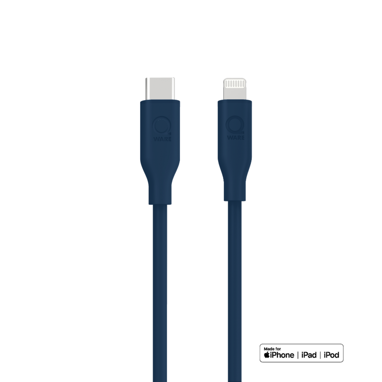 Two blue charging cables with different connectors on white background.