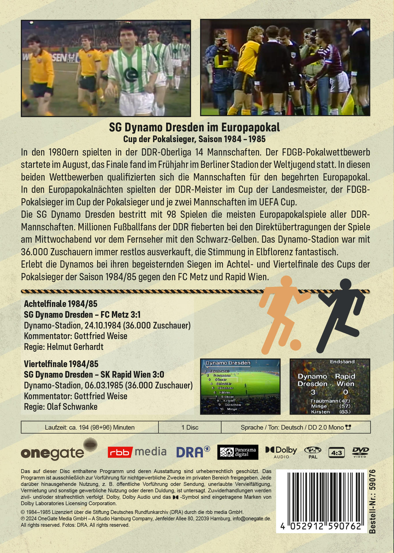 DVD-Hülle mit deutschem Text. Sie zeigt eine Liste von Fußballspielen.