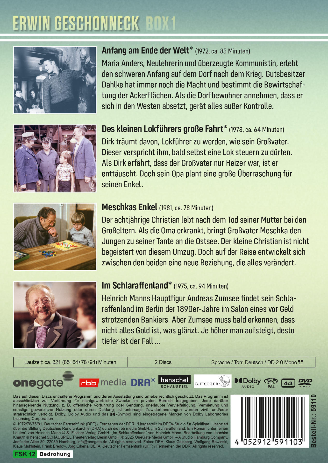 Ein Buch mit deutschem Text, das den Film 'Erwin Geschonneck' diskutiert.