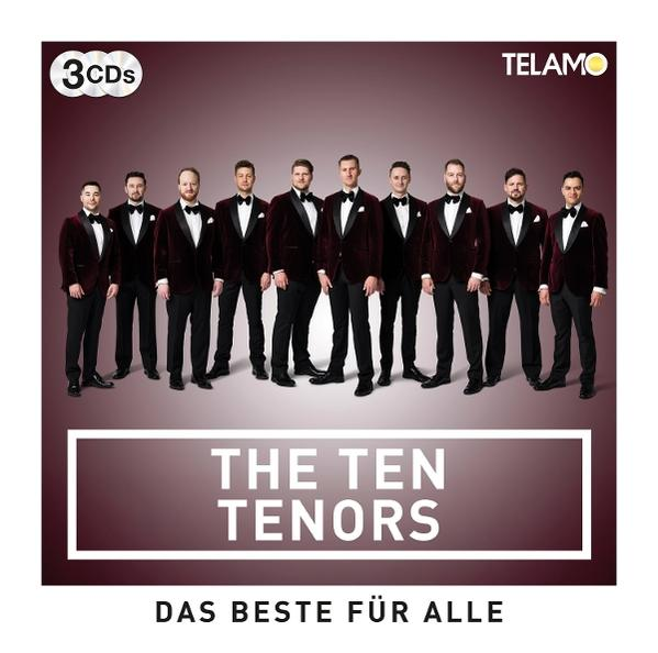 Albumcover für "The Ten Tenors". Zeigt eine Gruppe von Männern in Smokings vor rotem Hintergrund.
