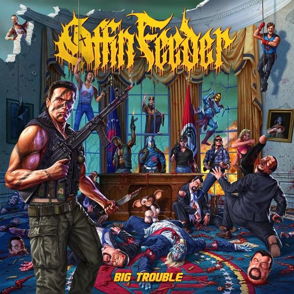 Albumcover mit einer gewalttätigen Szene und dem Bandnamen in gelben Buchstaben.
