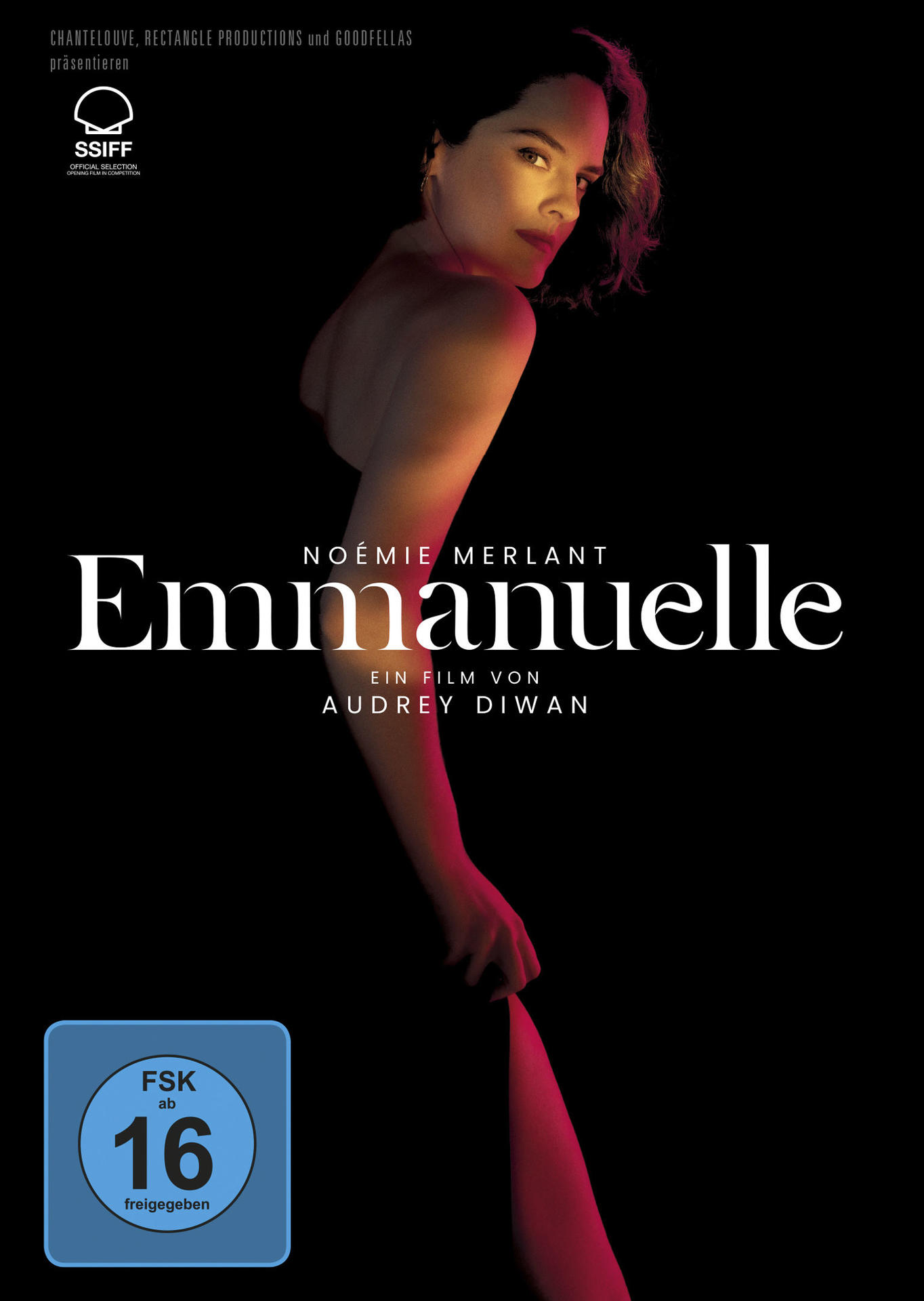 DVD-Hülle mit einer Frau in einem schwarzen Kleid und dem Titel 'Emmanuelle' auf schwarzem Grund.