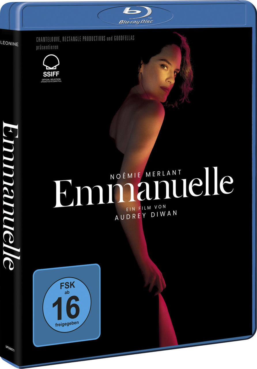 Filmcover. Frau in schwarzem Kleid. Titel: Emmanuelle. Bewertung: 16+.