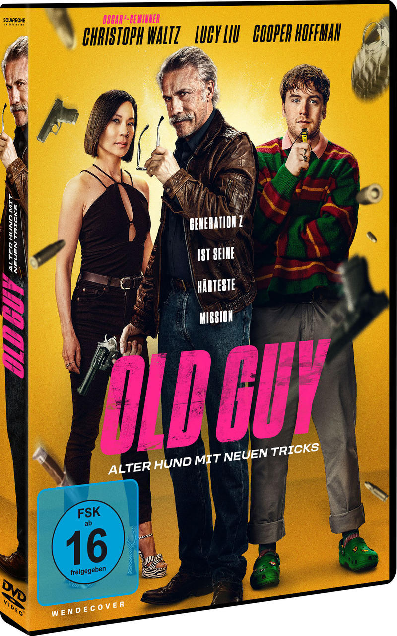 DVD-Cover von Old Guy mit Christoph Waltz und Lucy Liu in einer Szene.