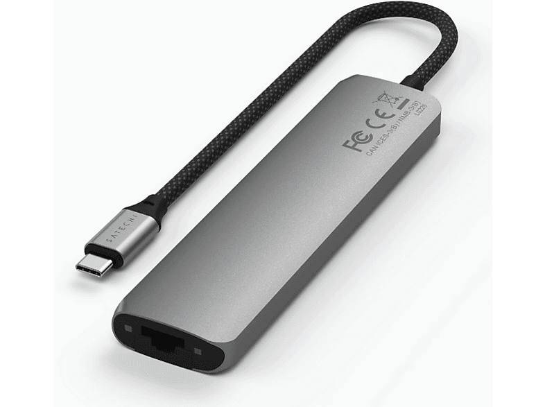 SATECHI ST-P7SM 7-in-1 USB-C Slim Multiport Adapter mit Ethernet, Space Grau; USB-C Docking Station — Foto 2 von 3