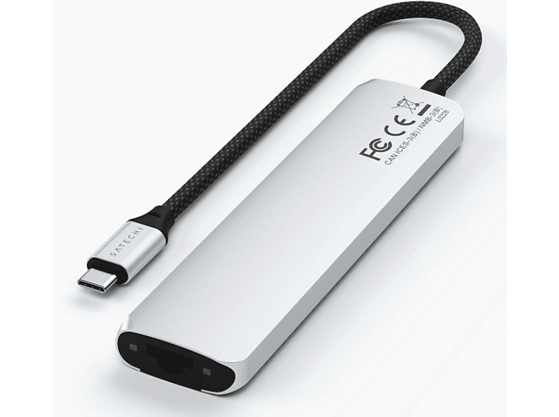SATECHI ST-P7SM 7-in-1 USB-C Slim Multiport Adapter mit Ethernet, Silber; USB-C Docking Station — Foto 2 von 3