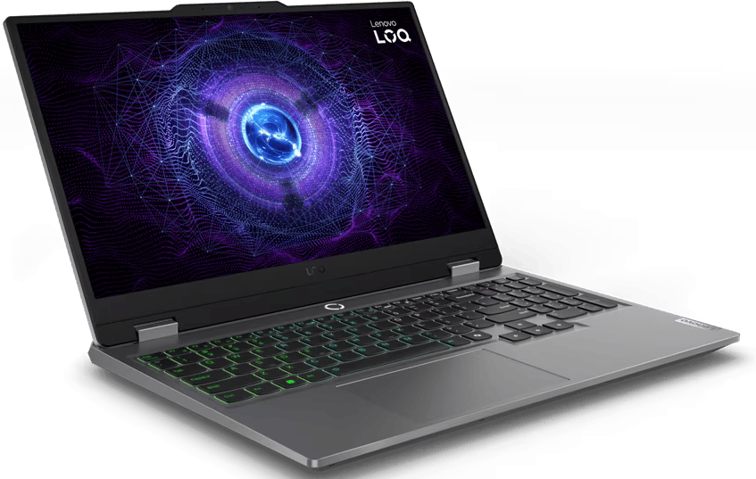 LENOVO LOQ 15IAX9 83GS00MPHV Szürke Gamer laptop (15,6" FHD/Core i5/16GB/512 GB SSD/RTX4050 6GB/DOS)