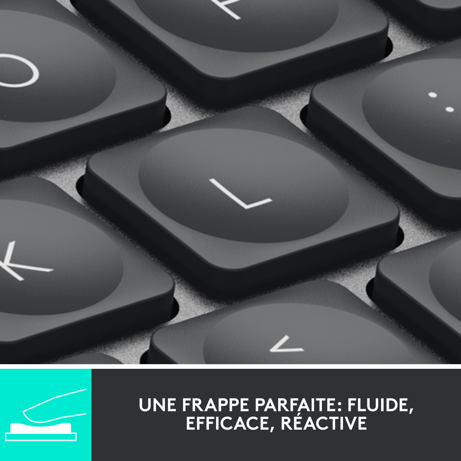 Gros plan sur les touches du clavier avec la lettre 'L' en surbrillance.