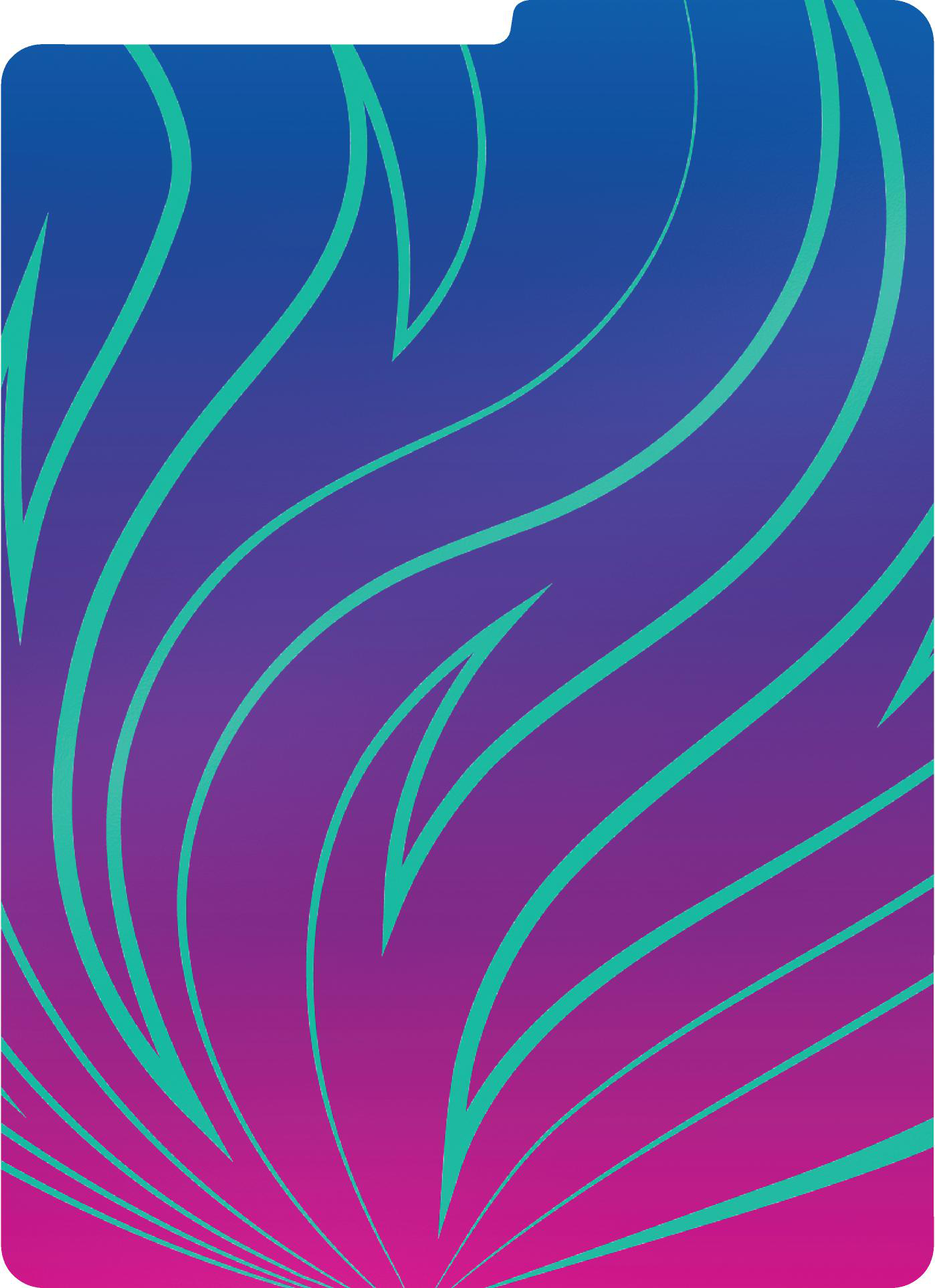 Abstrakte Grafik eines Telefonbildschirms mit Blau, Lila und Rosa.
