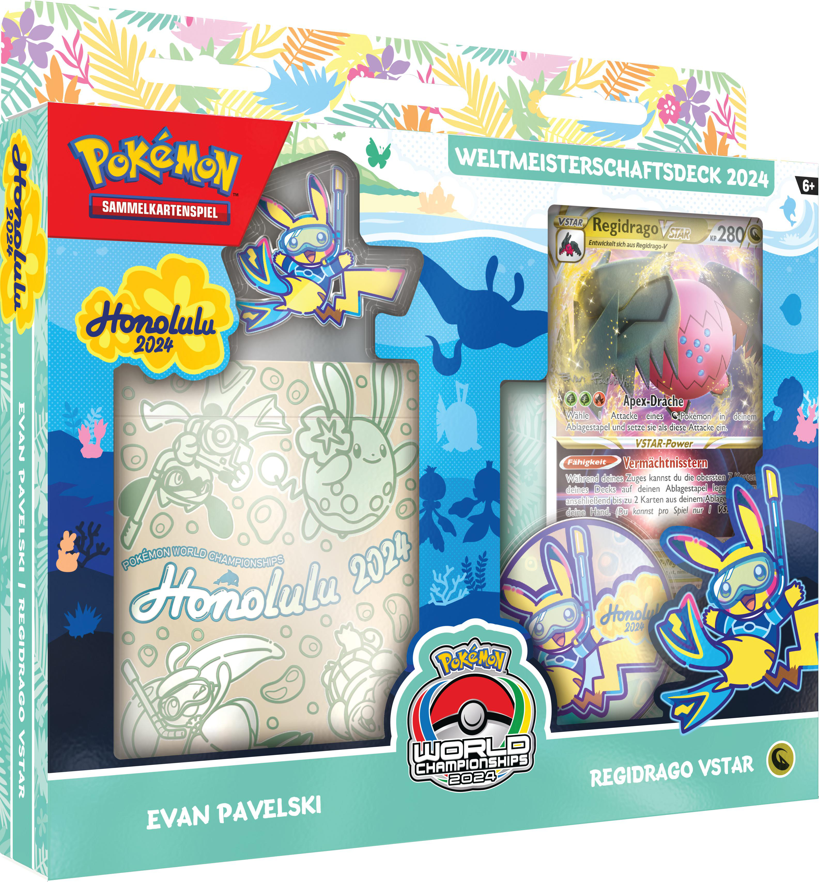 Eine Pokémon-Boosterbox. Es sind viele Pokémon darauf abgebildet.