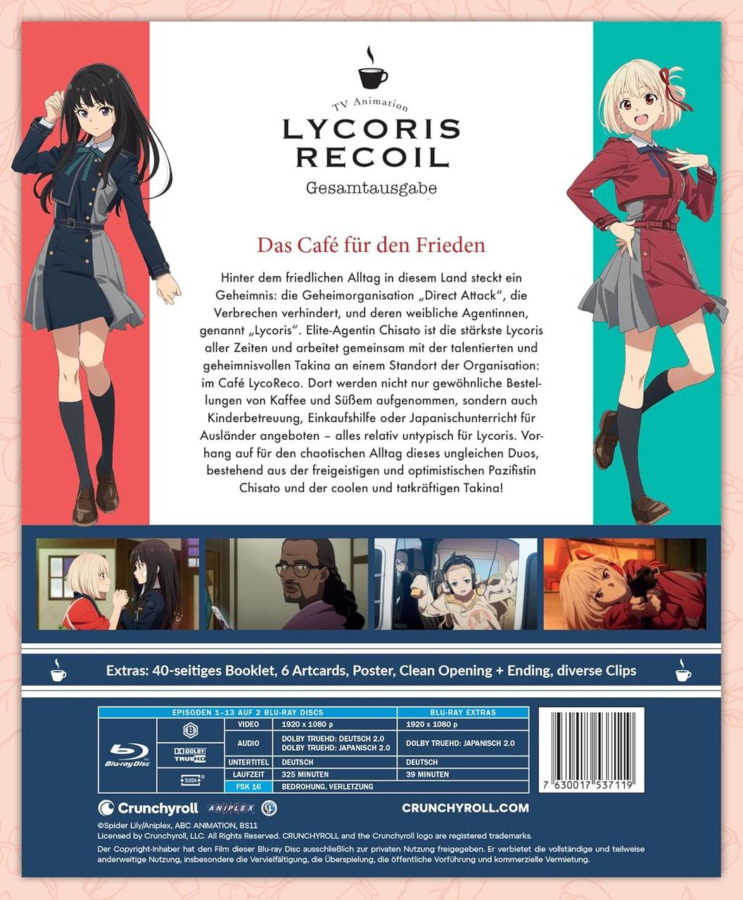 Die Rückseite einer Blu-ray Disc mit Anime-Charakteren und Text.