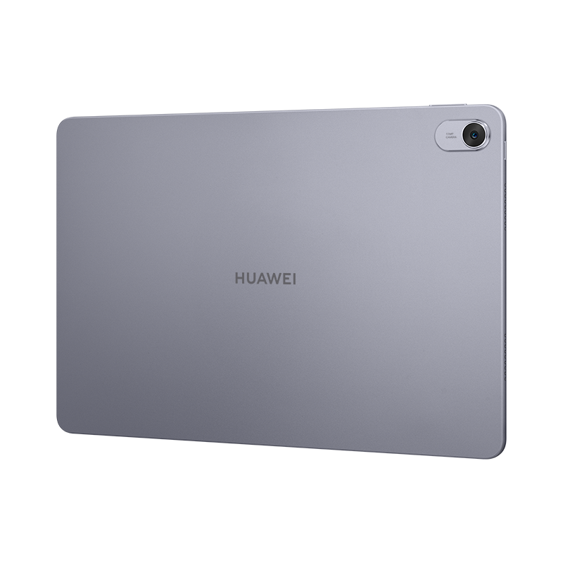 Gri Huawei tablet, arka görünüm. Kamera sağ üstte.