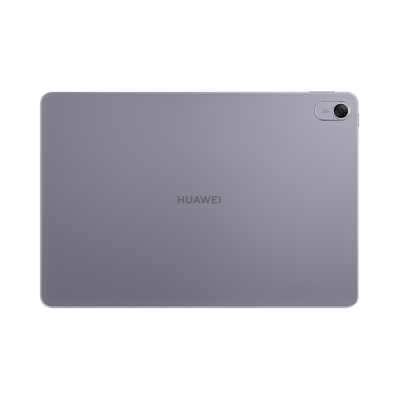 Gri sırtlı tablet, Huawei logosu ortalanmış.